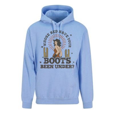 Country Music Who Is Bed Have Your Boots Been Under Unisex Surf Hoodie