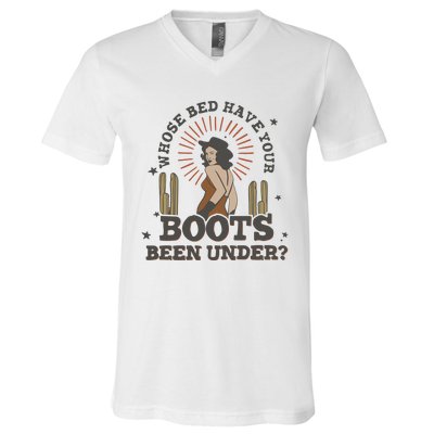 Country Music Who Is Bed Have Your Boots Been Under V-Neck T-Shirt