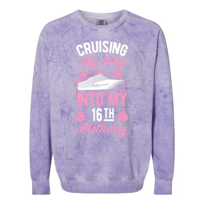 Cruising My Way Into My 16th Birthday Party Supply Vacation Colorblast Crewneck Sweatshirt