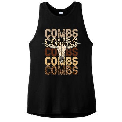 Country Music Western Cow Skull Ladies PosiCharge Tri-Blend Wicking Tank