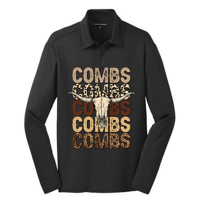 Country Music Western Cow Skull Silk Touch Performance Long Sleeve Polo