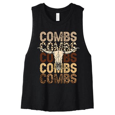 Country Music Western Cow Skull Women's Racerback Cropped Tank