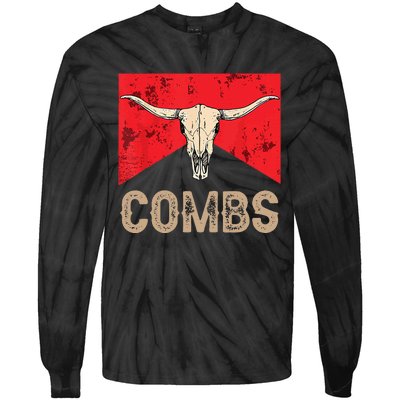 Country Music Western Cow Skull Cowboy Tie-Dye Long Sleeve Shirt