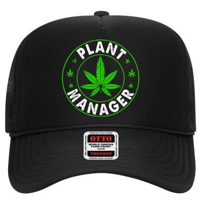 Cannabis Marijuana Weed Funny Plant Manager Smoke Stoner High Crown Mesh Back Trucker Hat