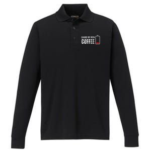 Charge Me With Coffee Funny Caffeine Coffee Lover Performance Long Sleeve Polo