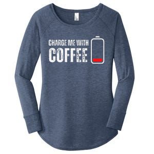 Charge Me With Coffee Funny Caffeine Coffee Lover Women's Perfect Tri Tunic Long Sleeve Shirt