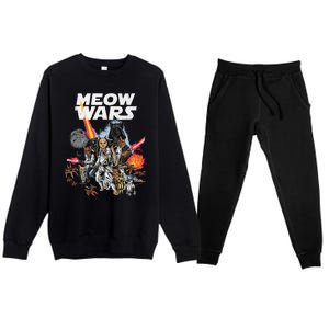 Cat Meow Wars Funny Cat Wars Cat Premium Crewneck Sweatsuit Set