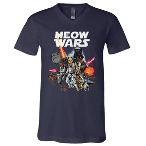 Cat Meow Wars Funny Cat Wars Cat V-Neck T-Shirt