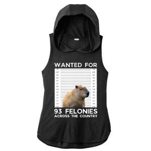 Capybara Mugshot Wanted For 93 Felonies Across The Country Ladies PosiCharge Tri-Blend Wicking Draft Hoodie Tank