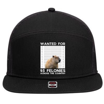 Capybara Mugshot Wanted For 93 Felonies Across The Country 7 Panel Mesh Trucker Snapback Hat