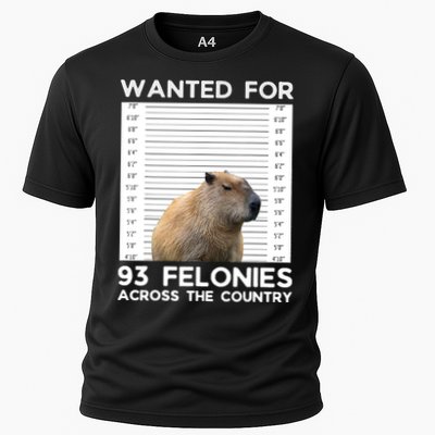 Capybara Mugshot Wanted For 93 Felonies Across The Country Cooling Performance Crew T-Shirt