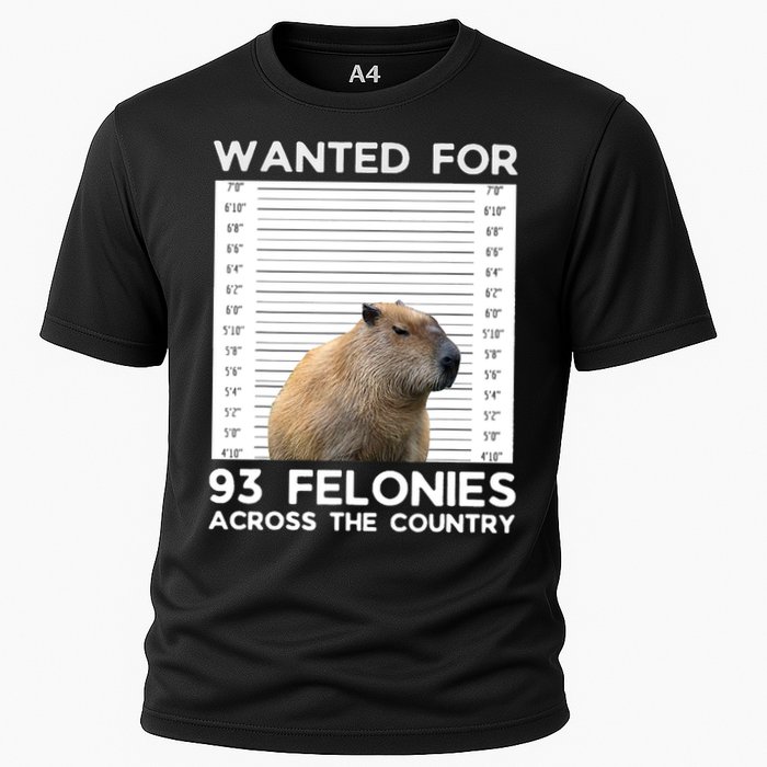 Capybara Mugshot Wanted For 93 Felonies Across The Country Cooling Performance Crew T-Shirt