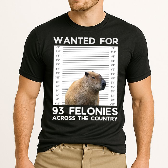Capybara Mugshot Wanted For 93 Felonies Across The Country Cooling Performance Crew T-Shirt