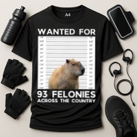 Capybara Mugshot Wanted For 93 Felonies Across The Country Cooling Performance Crew T-Shirt