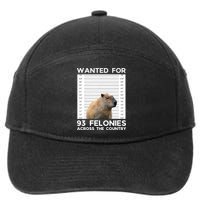 Capybara Mugshot Wanted For 93 Felonies Across The Country 7-Panel Snapback Hat