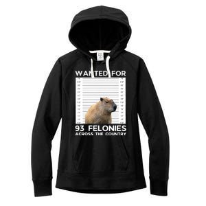 Capybara Mugshot Wanted For 93 Felonies Across The Country Women's Fleece Hoodie