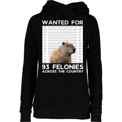 Capybara Mugshot Wanted For 93 Felonies Across The Country Womens Funnel Neck Pullover Hood