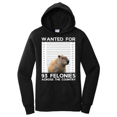 Capybara Mugshot Wanted For 93 Felonies Across The Country Women's Pullover Hoodie
