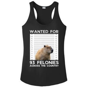 Capybara Mugshot Wanted For 93 Felonies Across The Country Ladies PosiCharge Competitor Racerback Tank