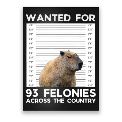 Capybara Mugshot Wanted For 93 Felonies Across The Country Poster