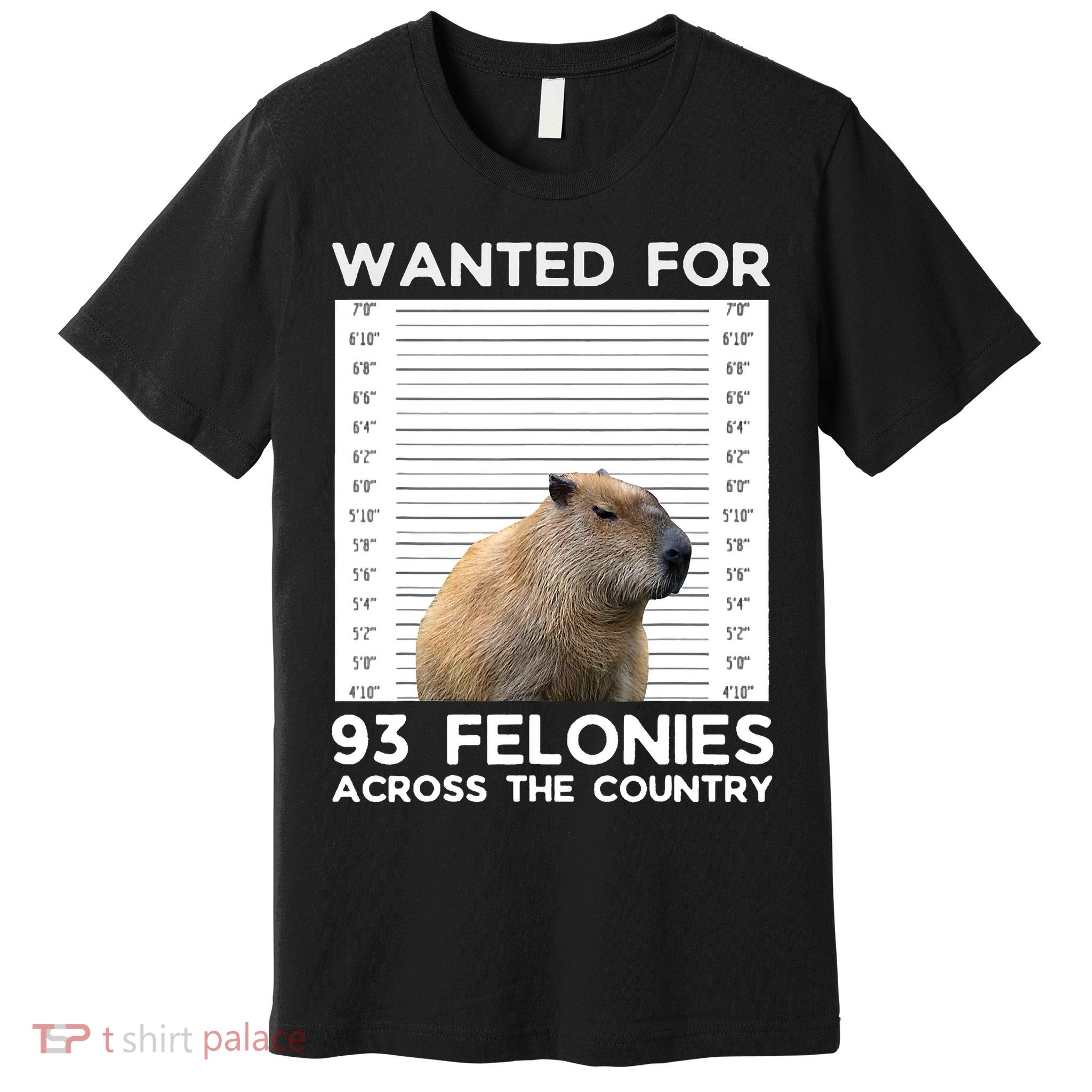 Capybara Mugshot Wanted For 93 Felonies Across The Country Premium T-Shirt