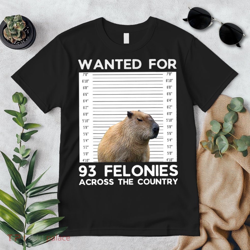 Capybara Mugshot Wanted For 93 Felonies Across The Country Premium T-Shirt