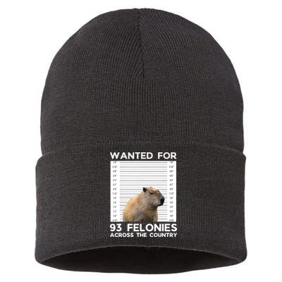 Capybara Mugshot Wanted For 93 Felonies Across The Country Sustainable Knit Beanie