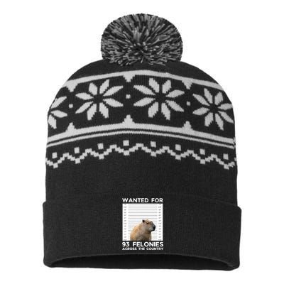 Capybara Mugshot Wanted For 93 Felonies Across The Country USA-Made Snowflake Beanie