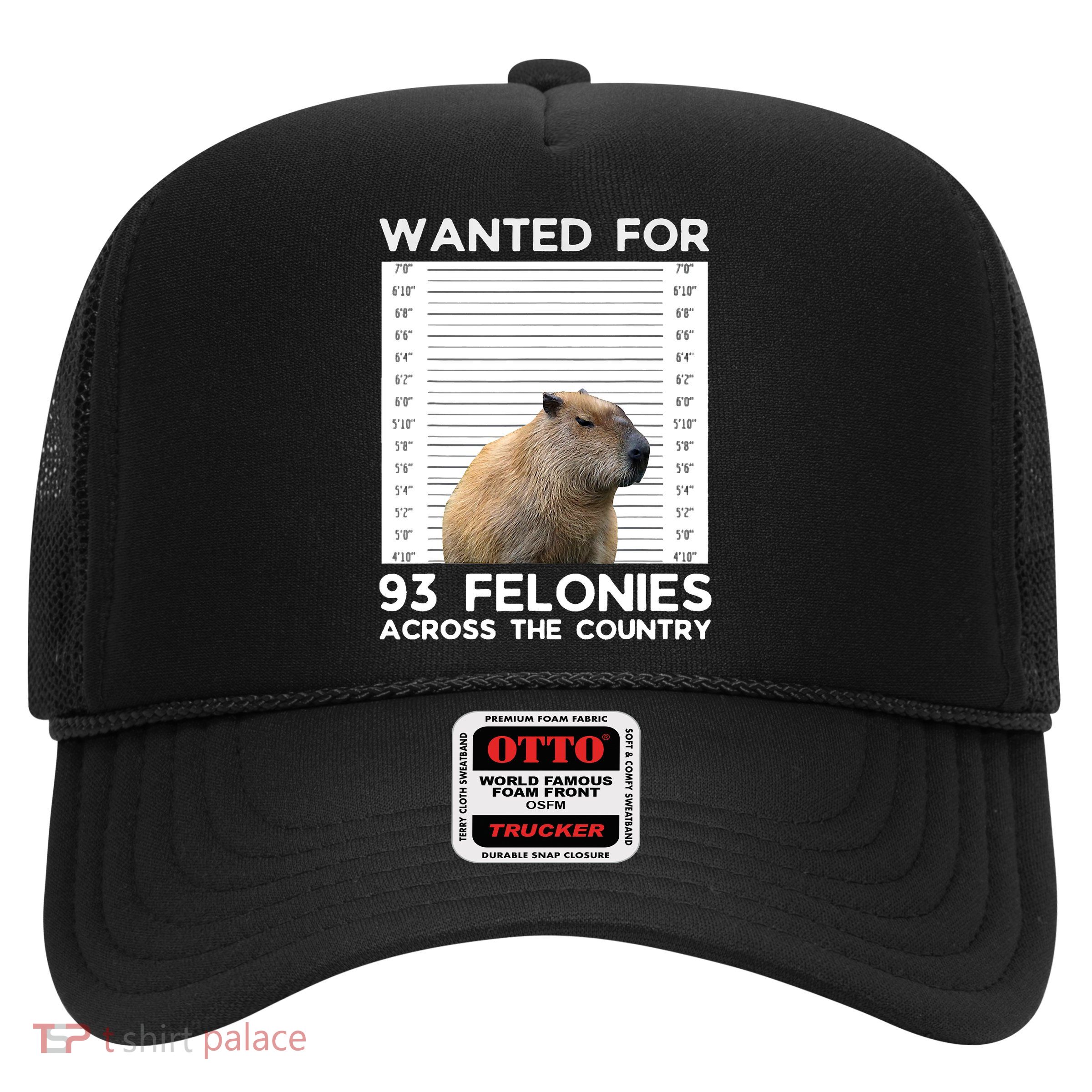 Capybara Mugshot Wanted For 93 Felonies Across The Country Trucker Hat