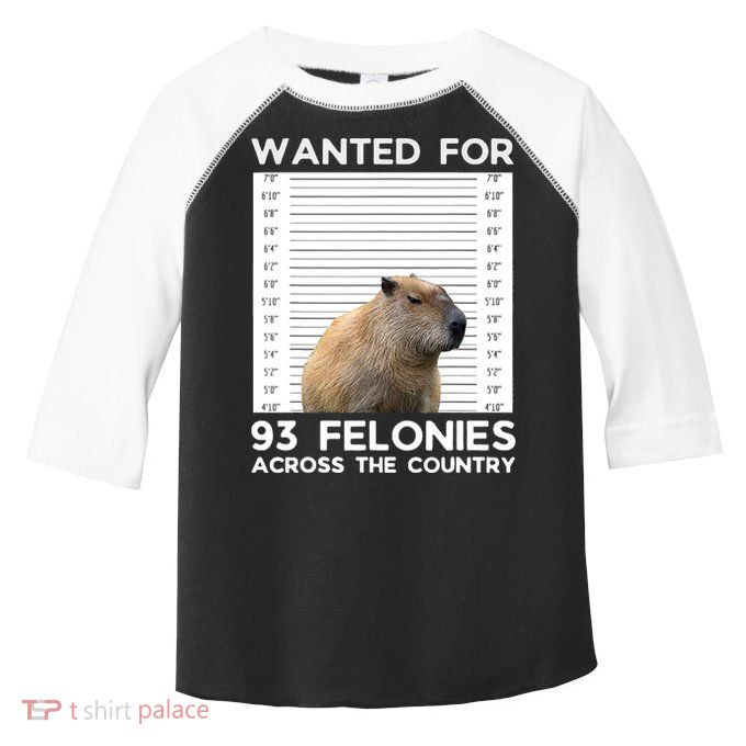 Capybara Mugshot Wanted For 93 Felonies Across The Country Toddler Fine Jersey T-Shirt