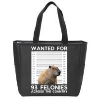 Capybara Mugshot Wanted For 93 Felonies Across The Country Zip Tote Bag