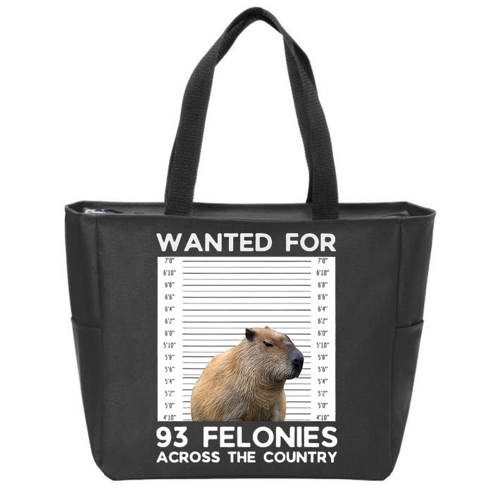 Capybara Mugshot Wanted For 93 Felonies Across The Country Zip Tote Bag