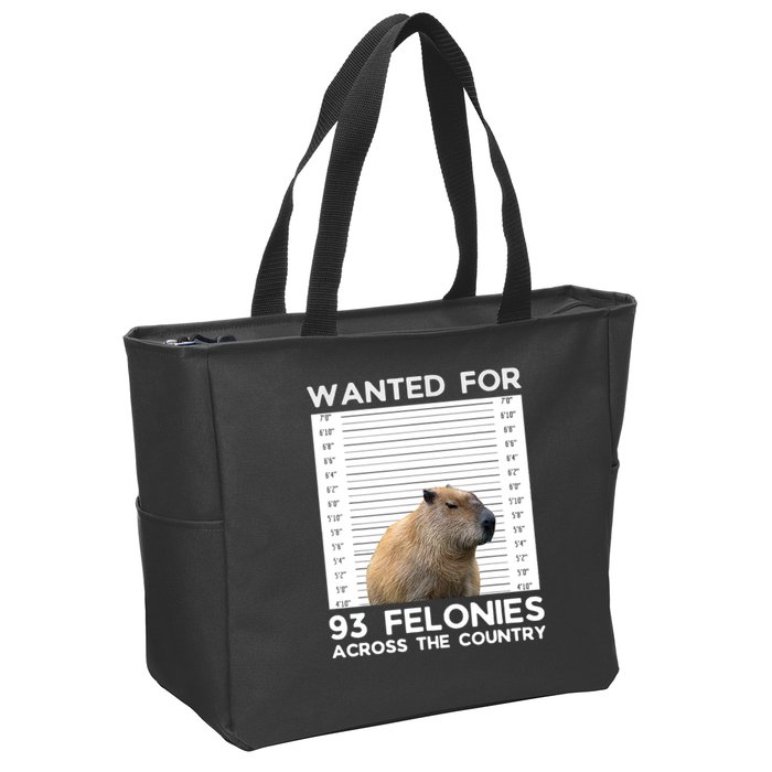 Capybara Mugshot Wanted For 93 Felonies Across The Country Zip Tote Bag