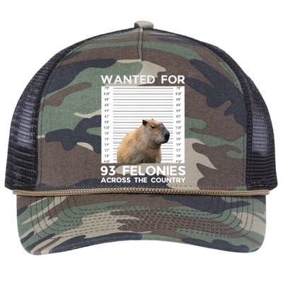 Capybara Mugshot Wanted For 93 Felonies Across The Country Retro Rope Trucker Hat Cap