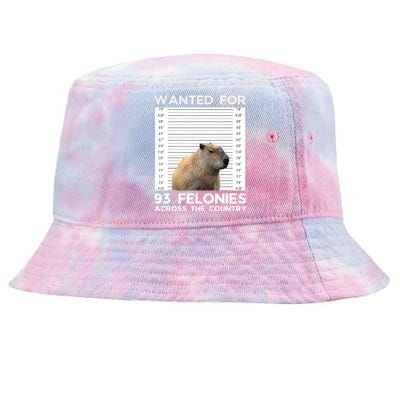 Capybara Mugshot Wanted For 93 Felonies Across The Country Tie-Dyed Bucket Hat