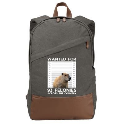 Capybara Mugshot Wanted For 93 Felonies Across The Country Cotton Canvas Backpack