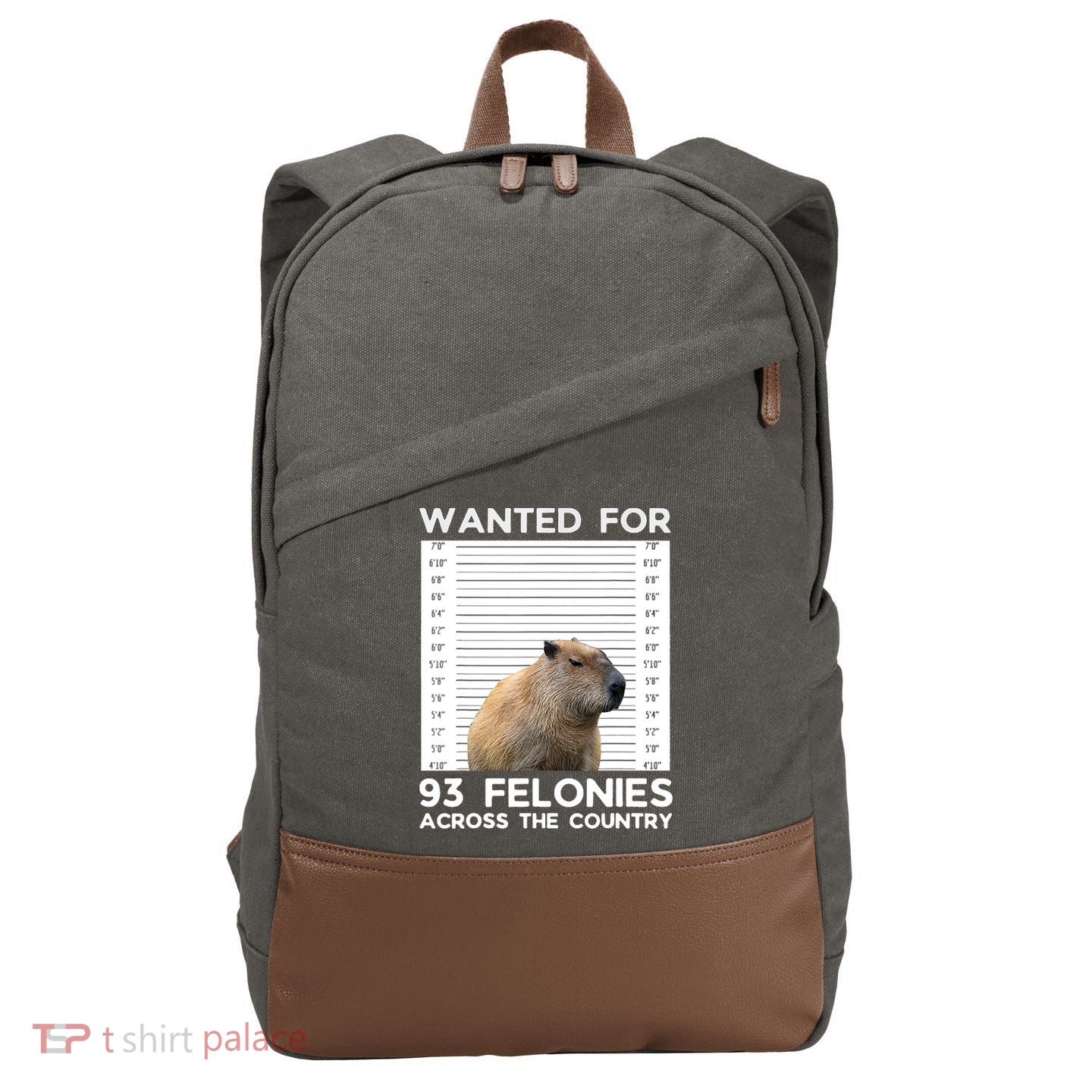 Capybara Mugshot Wanted For 93 Felonies Across The Country Cotton Canvas Backpack
