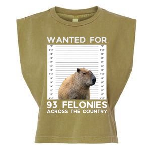 Capybara Mugshot Wanted For 93 Felonies Across The Country Garment-Dyed Women's Muscle Tee