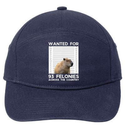 Capybara Mugshot Wanted For 93 Felonies Across The Country 7-Panel Snapback Hat