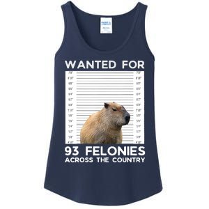 Capybara Mugshot Wanted For 93 Felonies Across The Country Ladies Essential Tank