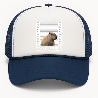 Capybara Mugshot Wanted For 93 Felonies Across The Country Trucker Hat