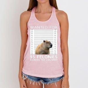 Capybara Mugshot Wanted For 93 Felonies Across The Country Women's Knotted Racerback Tank