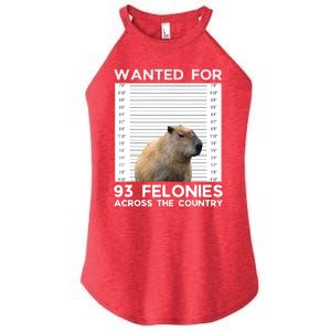 Capybara Mugshot Wanted For 93 Felonies Across The Country Women's Perfect Tri Rocker Tank