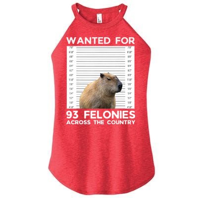 Capybara Mugshot Wanted For 93 Felonies Across The Country Women's Perfect Tri Rocker Tank