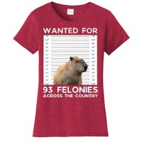 Capybara Mugshot Wanted For 93 Felonies Across The Country Women's T-Shirt