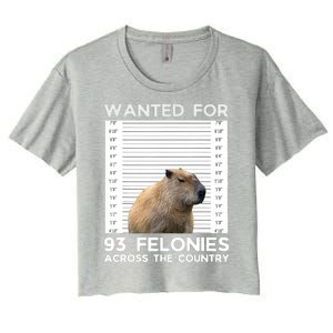 Capybara Mugshot Wanted For 93 Felonies Across The Country Women's Crop Top Tee