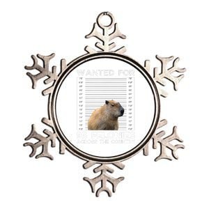 Capybara Mugshot Wanted For 93 Felonies Across The Country Metallic Star Ornament