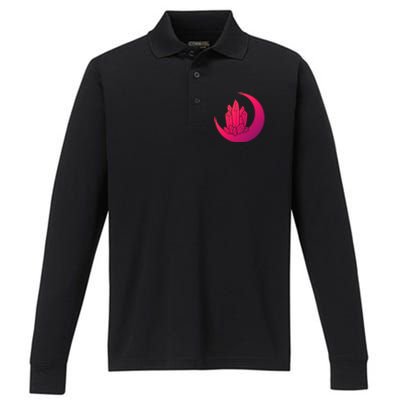 Crystal Moon Witch Wicca Witchcraft Witch Witches Moon Gift Performance Long Sleeve Polo