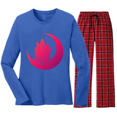 Crystal Moon Witch Wicca Witchcraft Witch Witches Moon Gift Women's Long Sleeve Flannel Pajama Set 