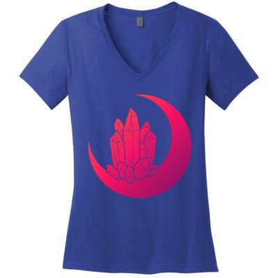 Crystal Moon Witch Wicca Witchcraft Witch Witches Moon Gift Women's V-Neck T-Shirt